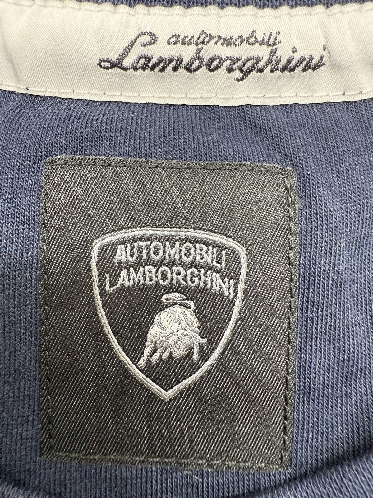 Lamborghini Swinger Men's Dark Blue S Cotton T-Shirt Graphic Logo Patch