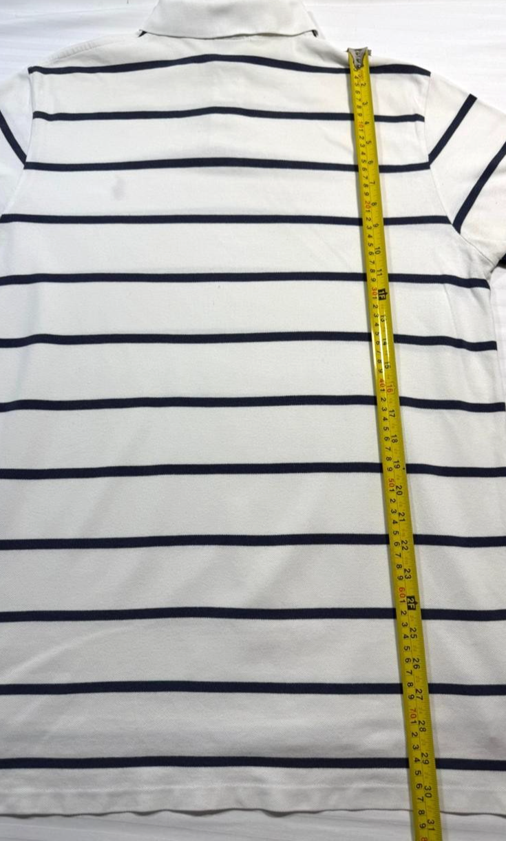 Polo Ralph Lauren Classic Fit Soft Cotton Polo Shirt In White With Navy Blue -XL