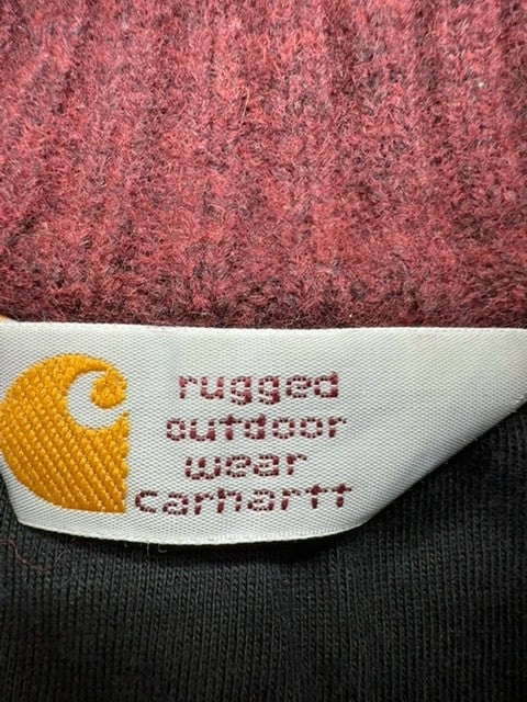 Carhartt Men Burgundy Full Zip Wool Blend Mock Neck Sweater Size M Used