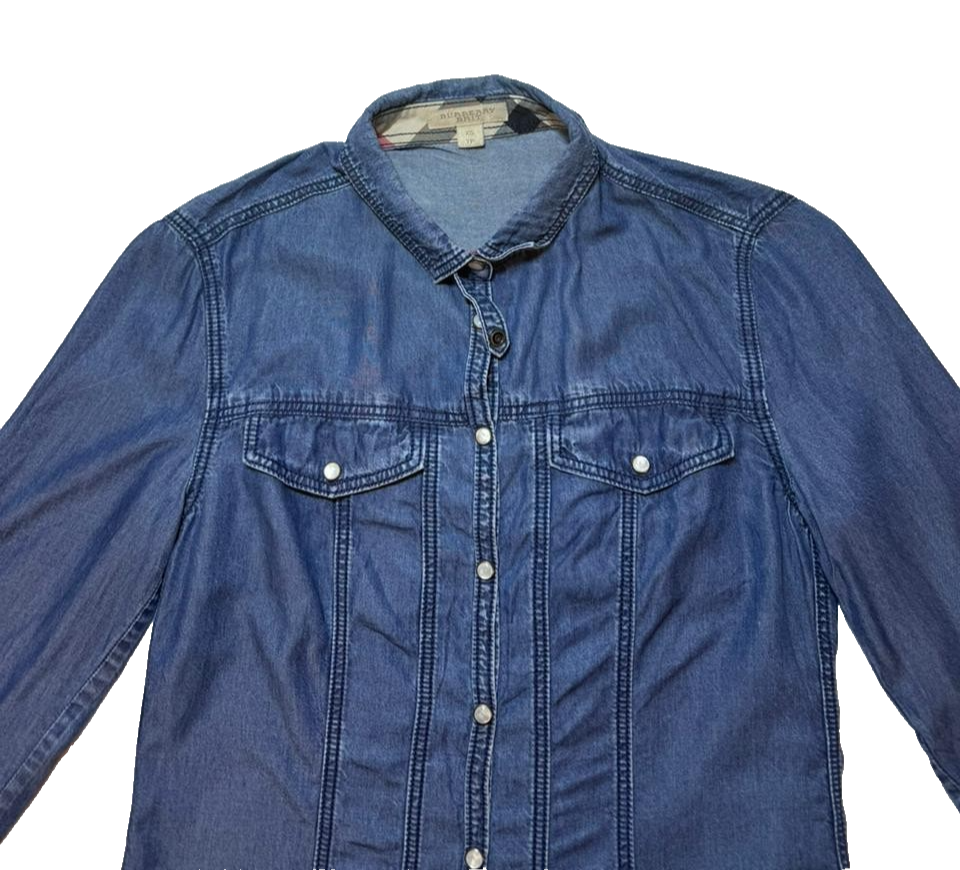 Burberry Brit Blue Denim Button Front Shirt | Size: XS