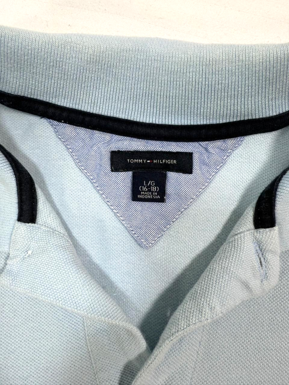 Light Blue Tommy Hilfiger Men's Regular Fit Cotton Pique Polo Shirt - Size L