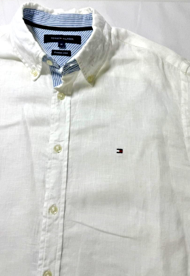 Tommy Hilfiger Follow Flag Detail Linen Relaxed Fit Shirt - Size M