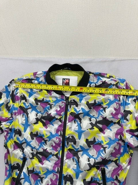 Trussardi Jeans Men's Multicolor Shark Print Bomber Jacket Long Sleeve