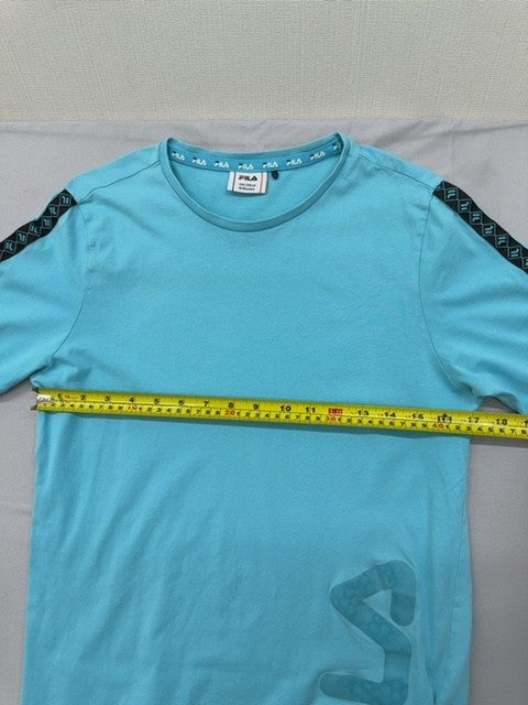Fila Turquoise Logo T-Shirt 15-16Y Short Sleeve Contrast Bands NWT