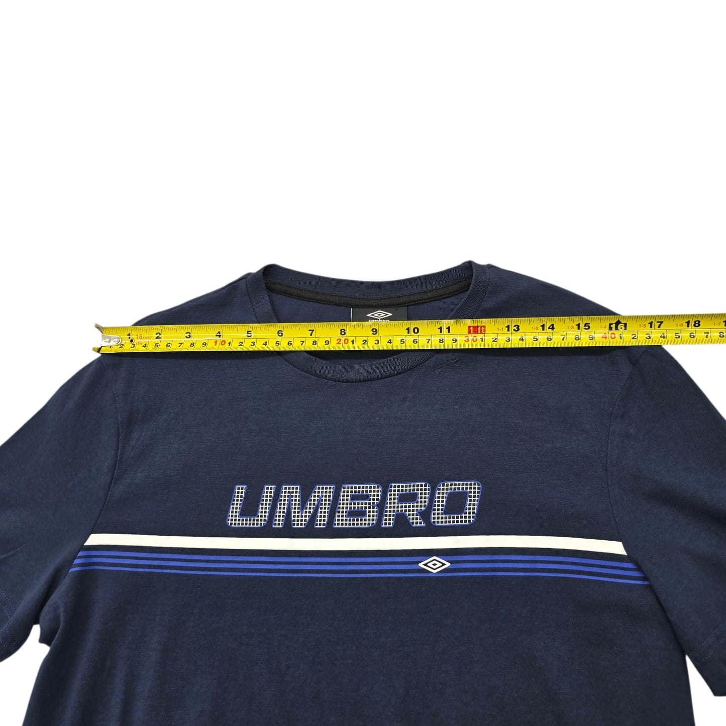 Umbro Men's Navy Blue Embroidered Logo T-Shirt Size M Vintage