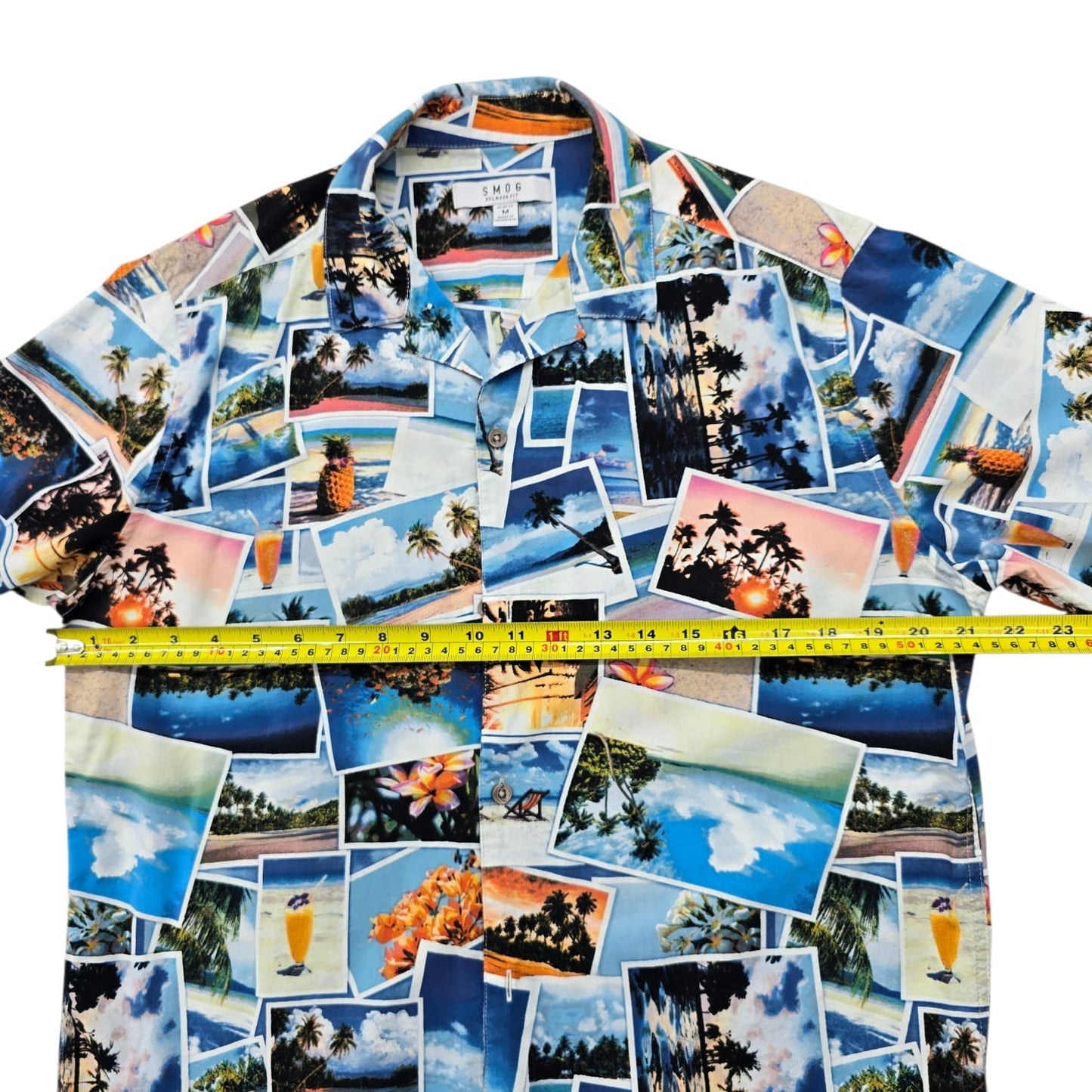 Smog Men's Multicolor Short Sleeve Camp Collar Shirt Size M