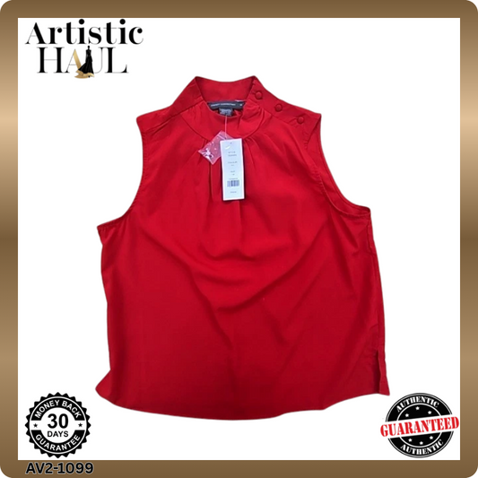 French Connection Women's Red Blouse – Size 12, Sleeveless