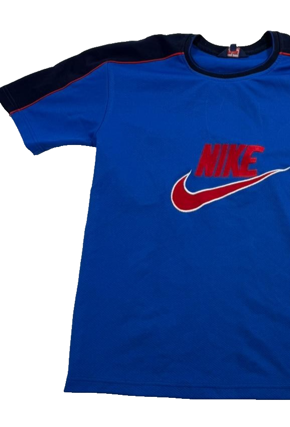 Nike Men's Blue Embroidered Spell Out Swoosh Logo T-Shirt Athletic Sports Size M