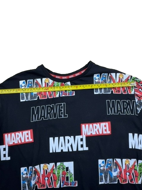 Marvel All Over Print Black Cotton T-Shirt Short Sleeve Crew Neck