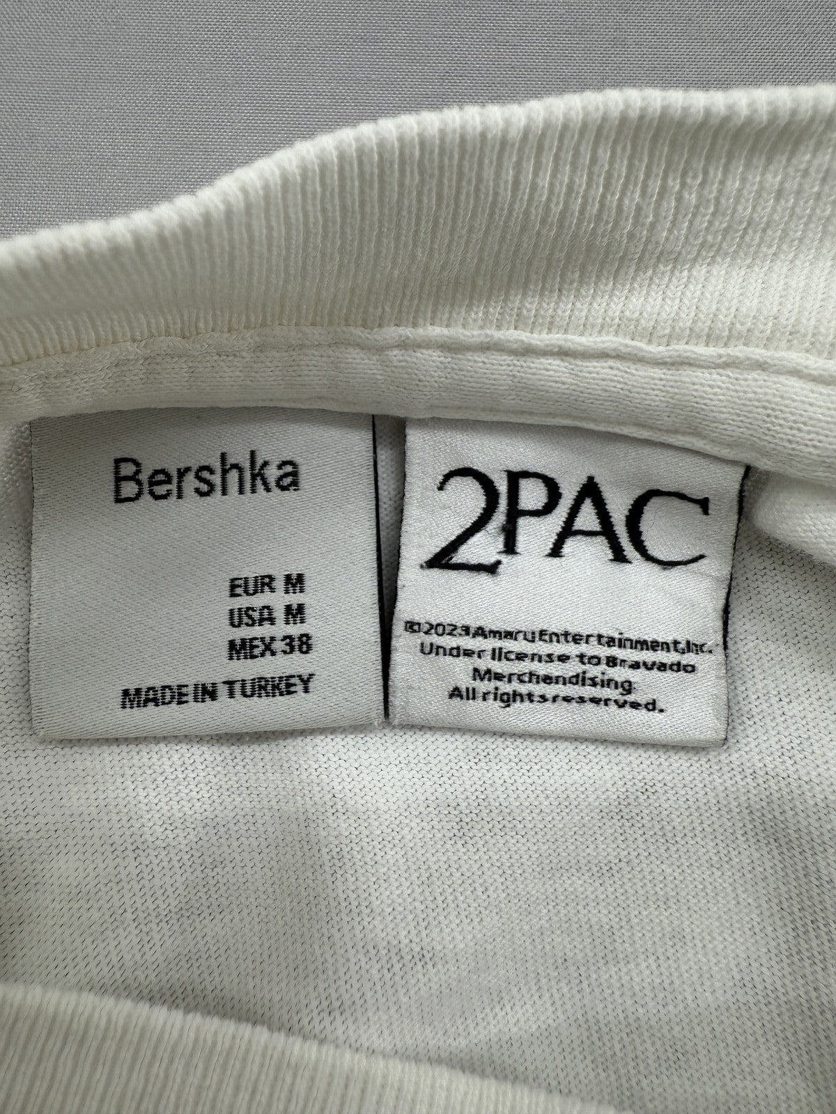 Bershka Tupac 2Pac White Cotton T-Shirt Men's M Short Sleeve