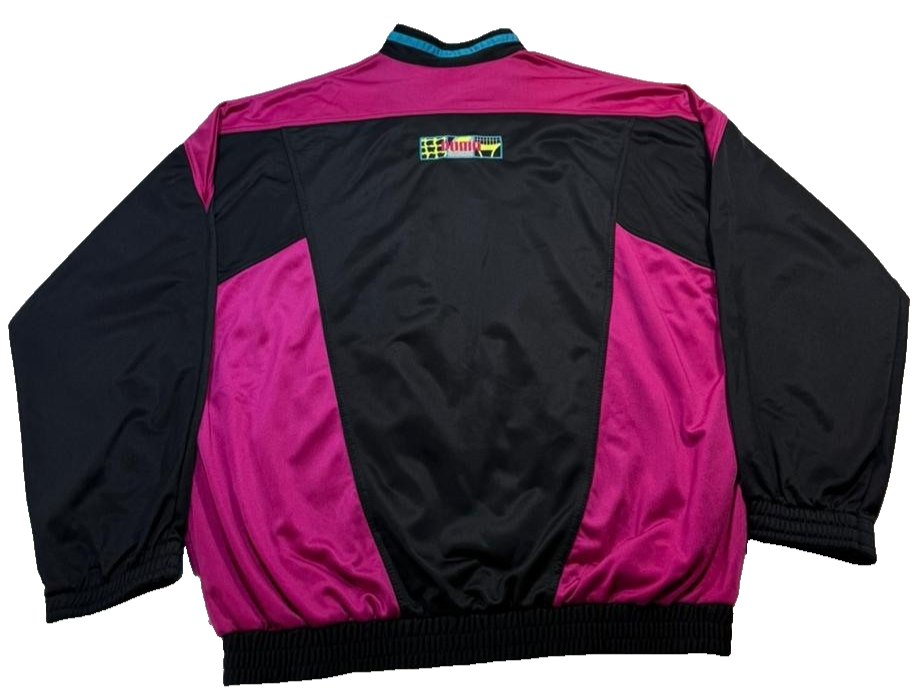 Vtg Puma International Circuit Track Jacket Men Size 8 Large 90S Pink Teal Black