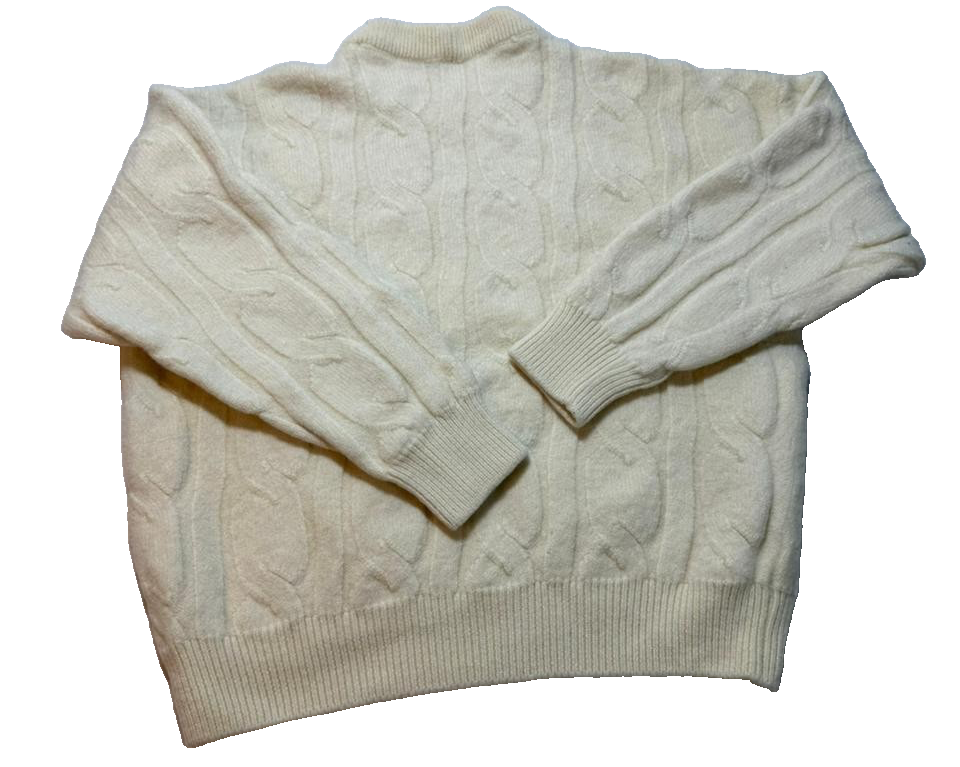 Ferrari Cable Knit Sweater Cream Wool Embroidered Logo Unisex | M