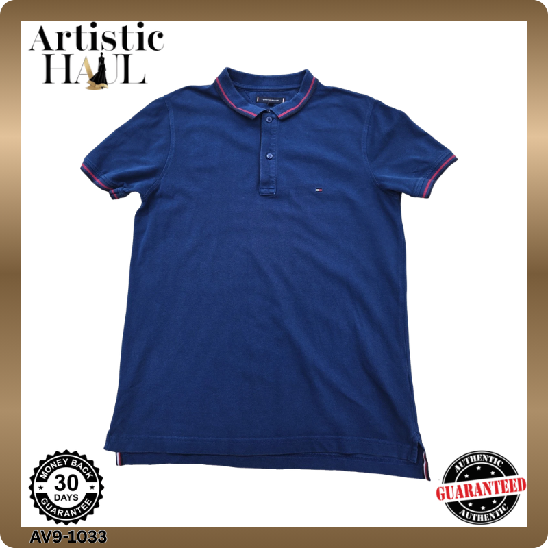 Tommy Hilfiger Men's Navy Slim Fit Short Sleeve Polo L Cotton