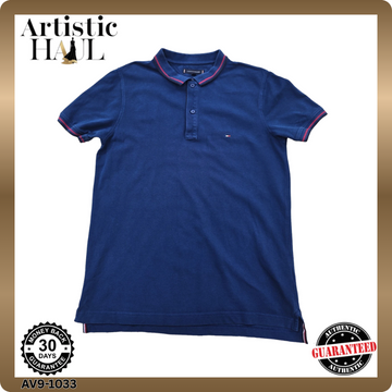 Tommy Hilfiger Men's Navy Slim Fit Short Sleeve Polo L Cotton