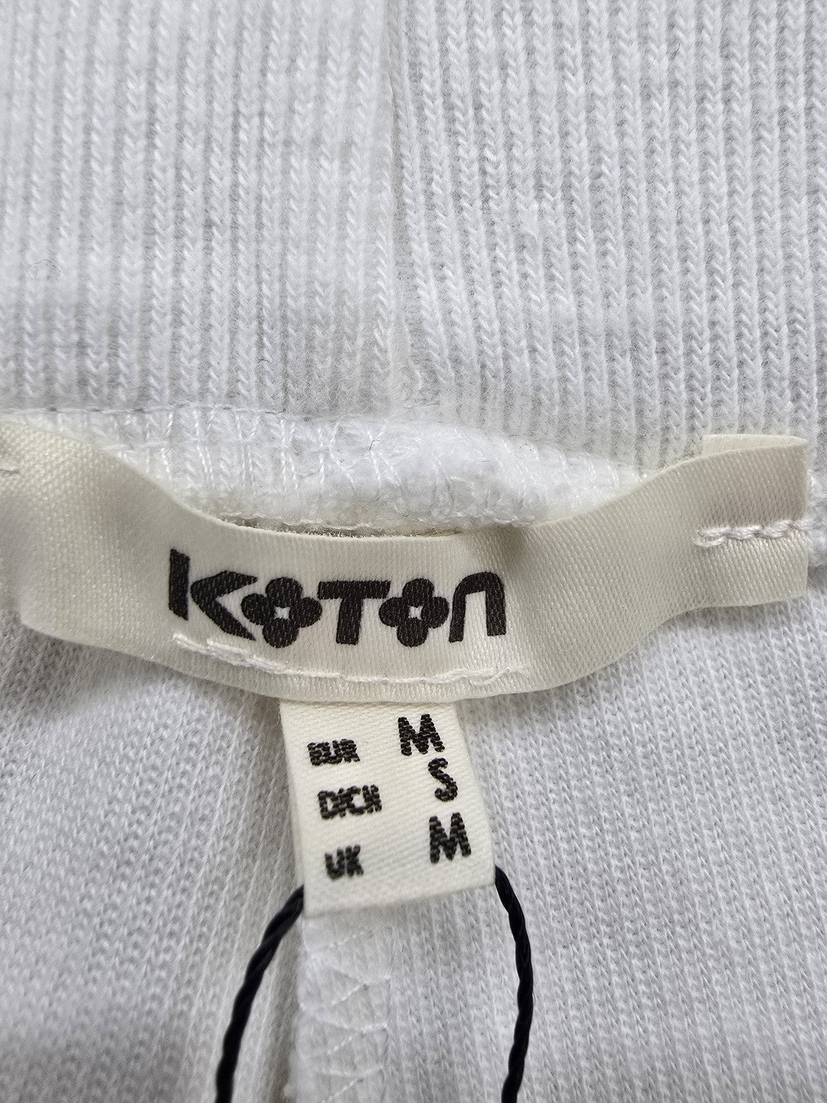 Koton Women's White Wide Leg High Rise Pants M Textured