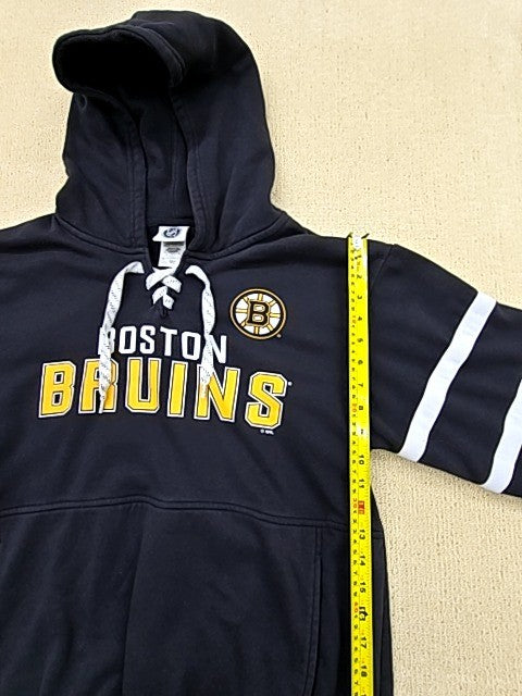 Boston Bruins Men's Black Lace Up Fleece Pullover Hoodie Size M