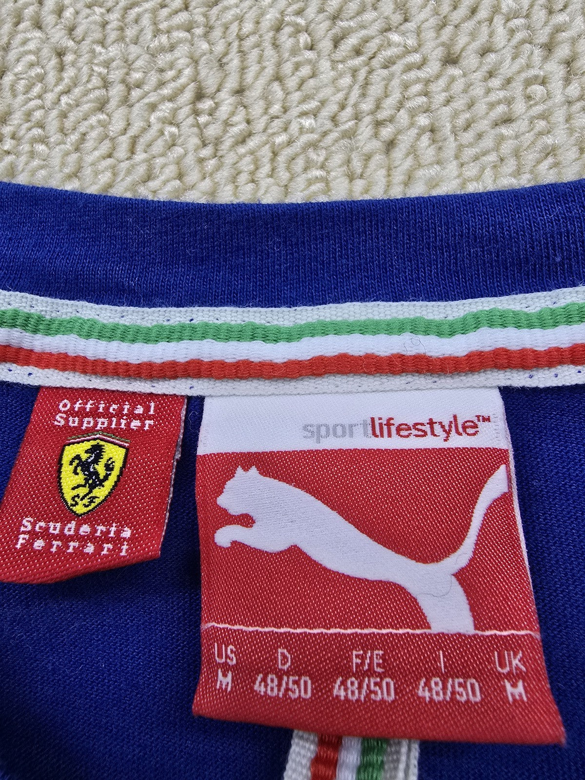 Puma Scuderia Ferrari Men's Blue M T-Shirt 100% Cotton Motorsport