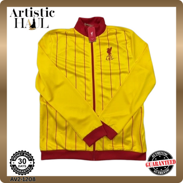 LFC Men's Yellow Striped Soccer Track Jacket L Polyester Zipper