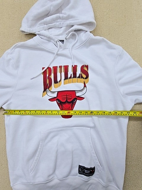 Chicago Bulls Men's White Fleece Pullover Hoodie 2XL Embroidered