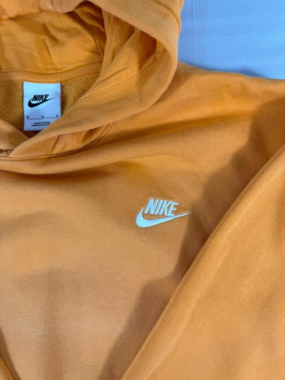 Nike Men's Orange Pullover Hoodie Fleece Lined Sweatshirt Size M
