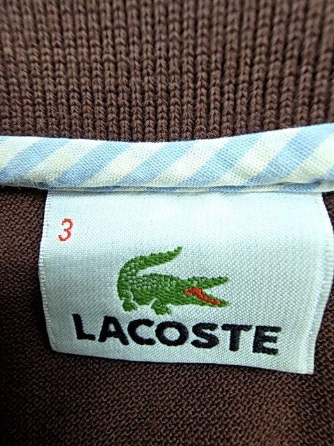 Lacoste Men's Brown Size 3 Short Sleeve Polo Cotton Pique Shirt