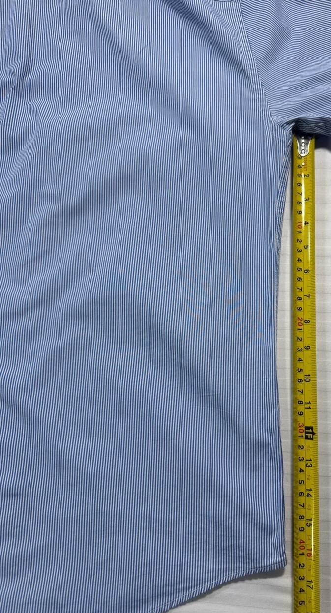 Tommy Hilfiger Men's Blue White Micro Stripe Easy Care Regular Fit Shirt Size M