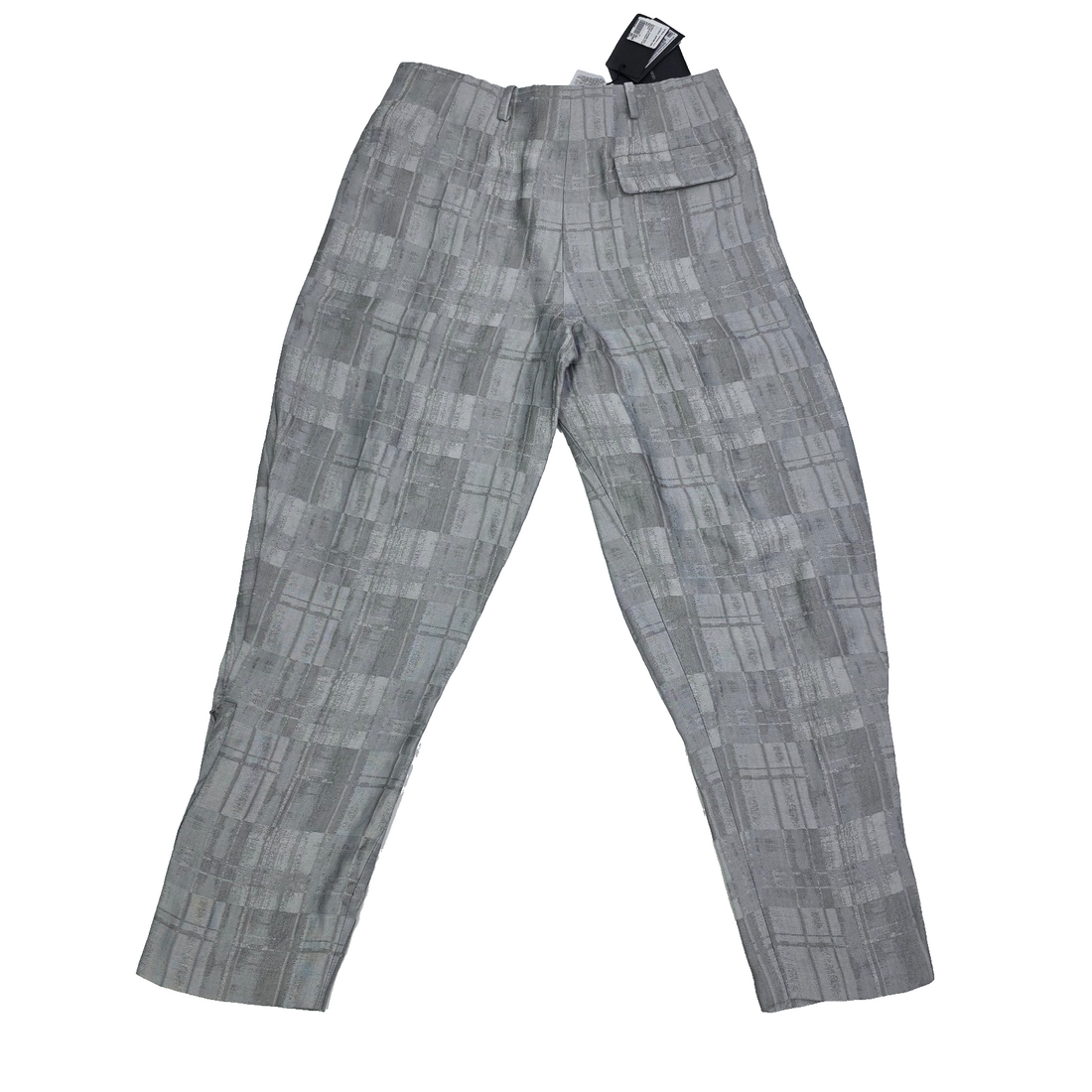 Giorgio Armani Check Motif Concealed Trousers Grey Wide Pleats Pants 42 Bnwt