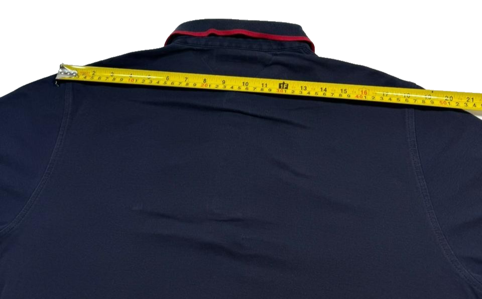 Tommy Hilfiger Men's Navy Blue Slim Fit Polo Shirt Red Trim Size XL
