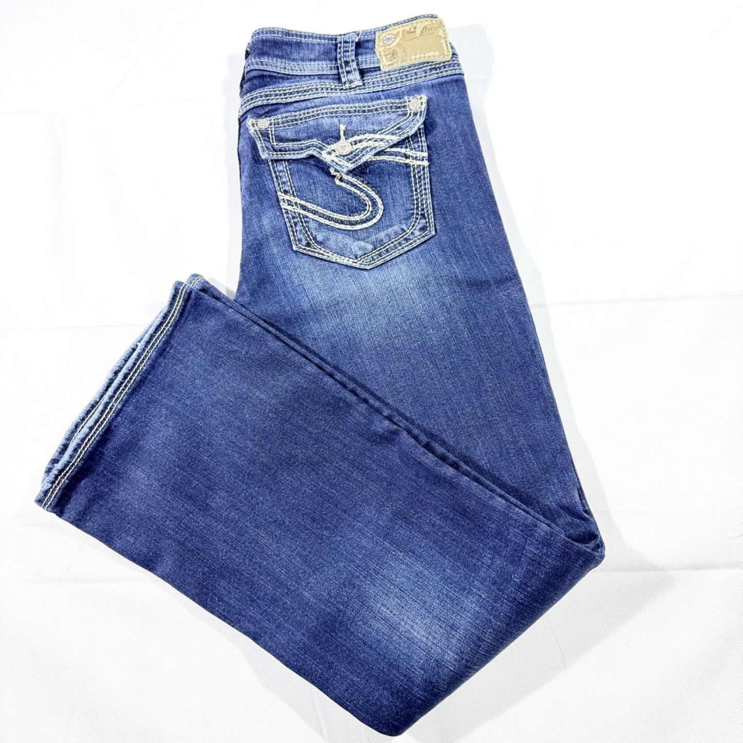 Silver Jeans Suki Distressed Women's Denim Jeans W33 L32 Flap Pockets