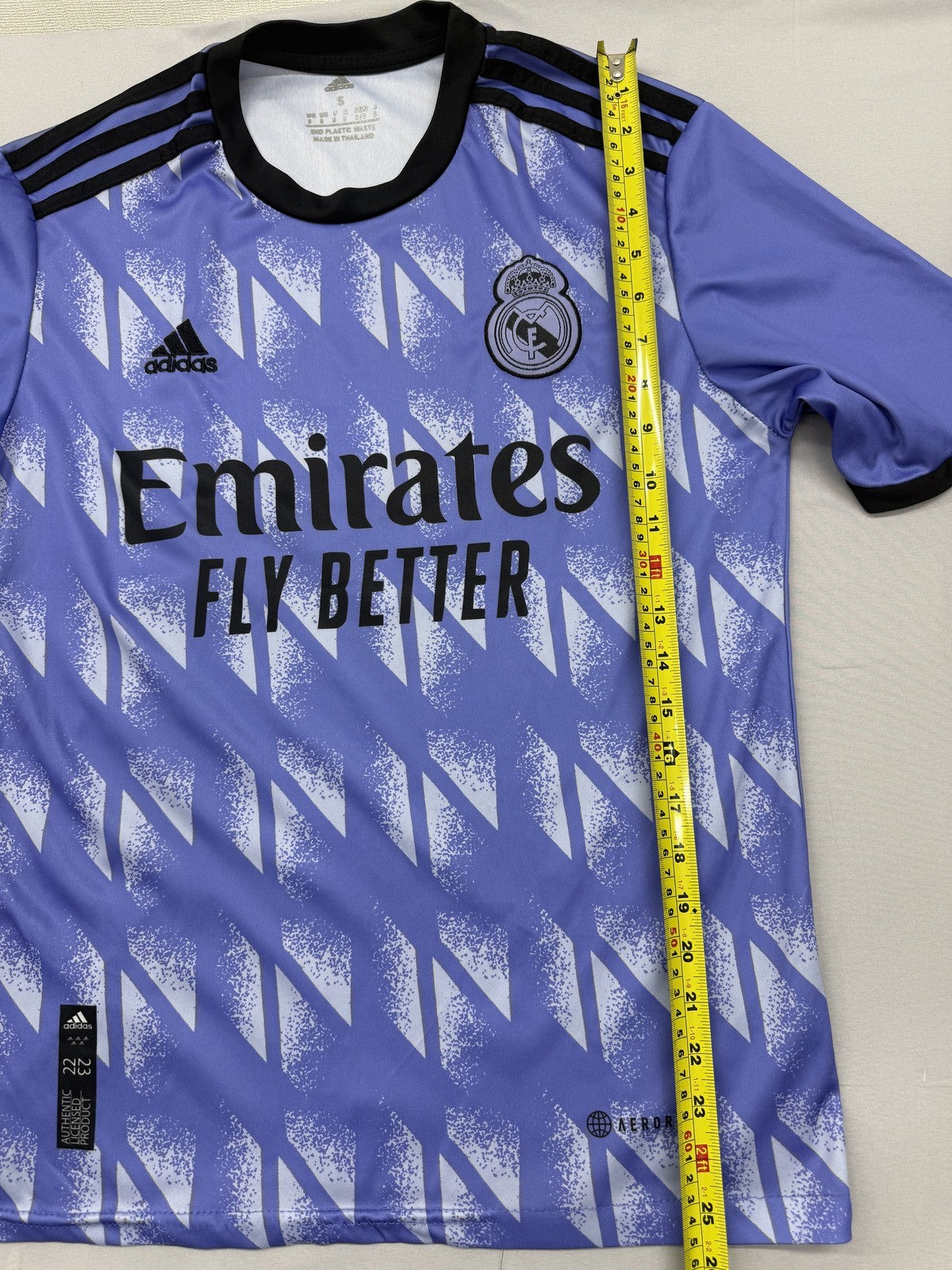 Adidas Men's S Blue Soccer Jersey Zigzag Short Sleeve Eco Poly