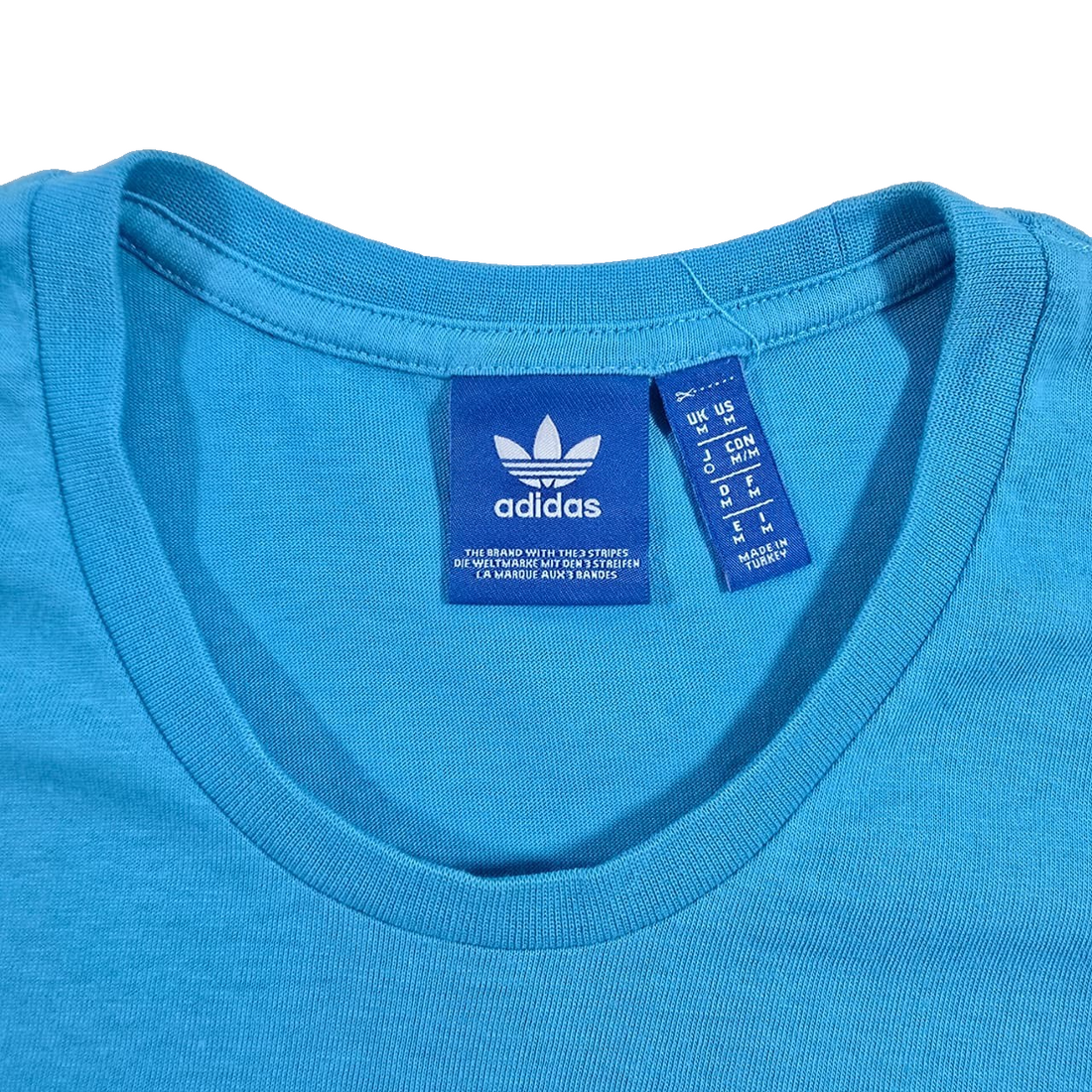 Adidas Three Stripes T-Shirt Baby Blue Short Sleeve Crewneck Cotton Tee Logo M