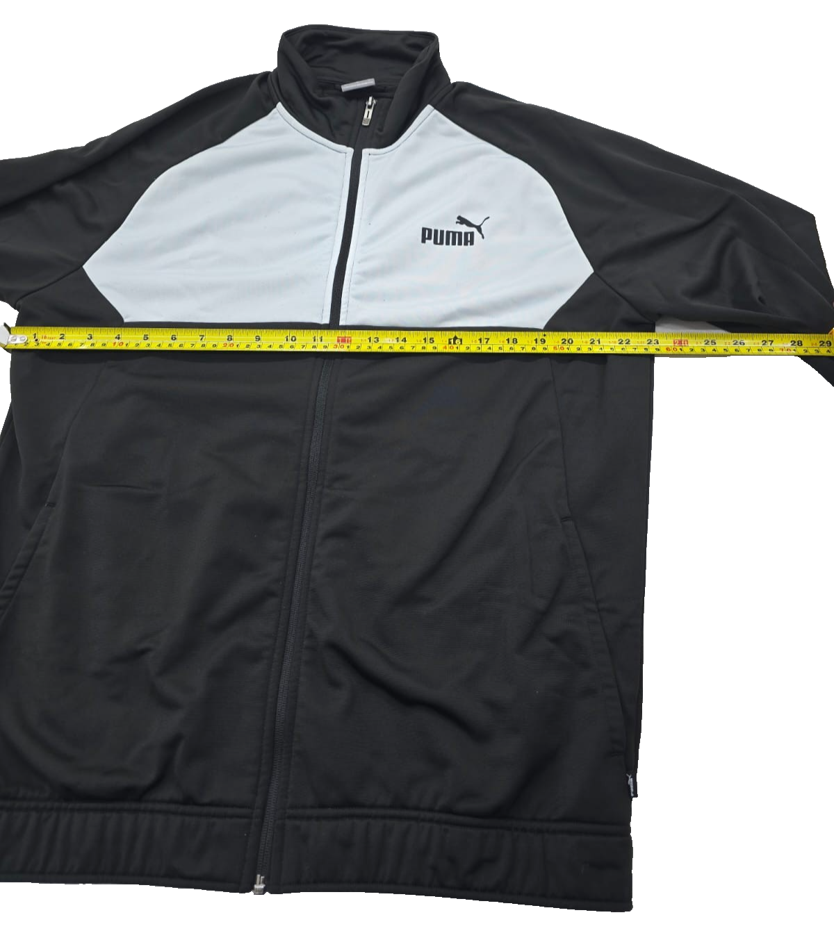 Puma Men's Track Jacket Black White Full Zip Athletic Sportswear Size L
