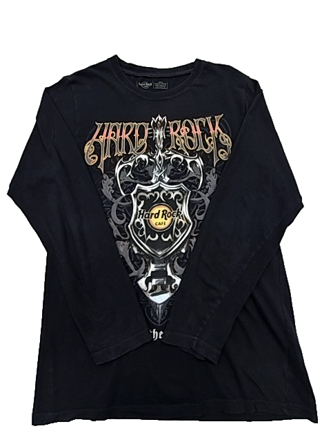 Hard Rock Cafe Unisex Black T-Shirt – Size S, Long Sleeve, Cotton