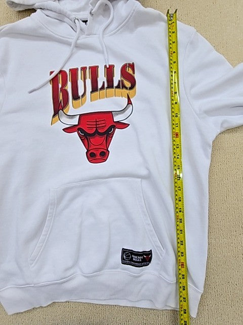Chicago Bulls Men's White Fleece Pullover Hoodie 2XL Embroidered