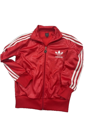Adidas Red Track Jacket Men's M Full Zip 3-Stripes Long Sleeve