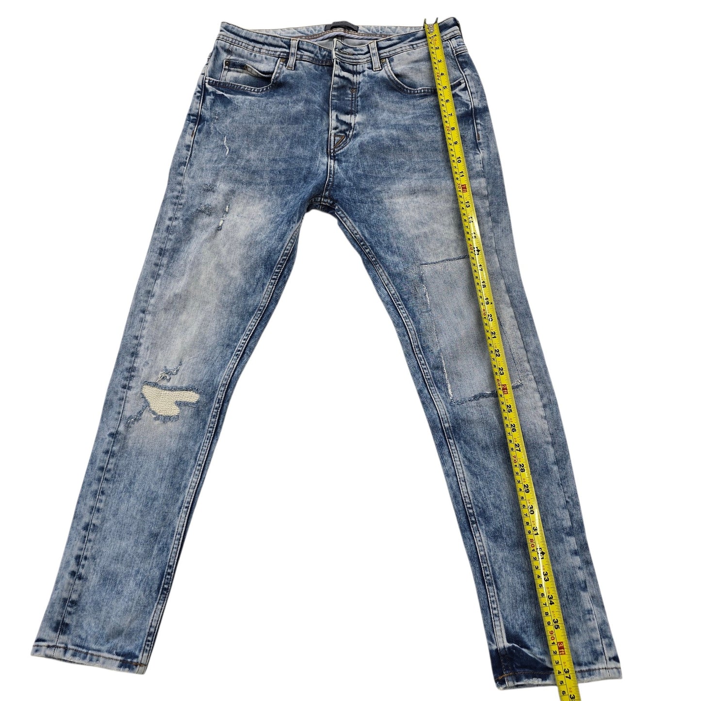Zara Man Men's Light Blue Distressed Denim Jeans 31x31