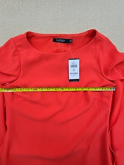 Lauren Ralph Lauren Red Cape Georgette Cocktail Dress Sz 2 Long Sleeve