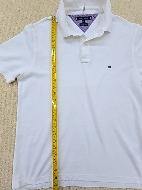 Tommy Hilfiger Men's White Slim Fit L Polo Short Sleeve Cotton Pique