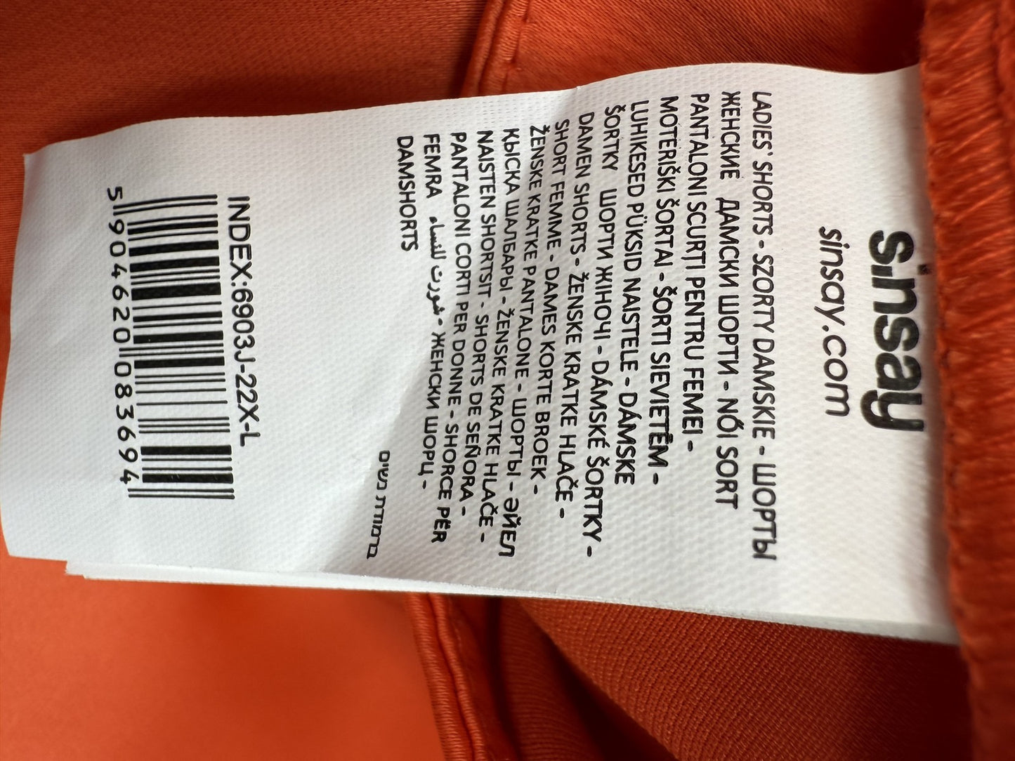 Sinsay Orange Pleated Woven Shorts Women Size L Elasticated Waist