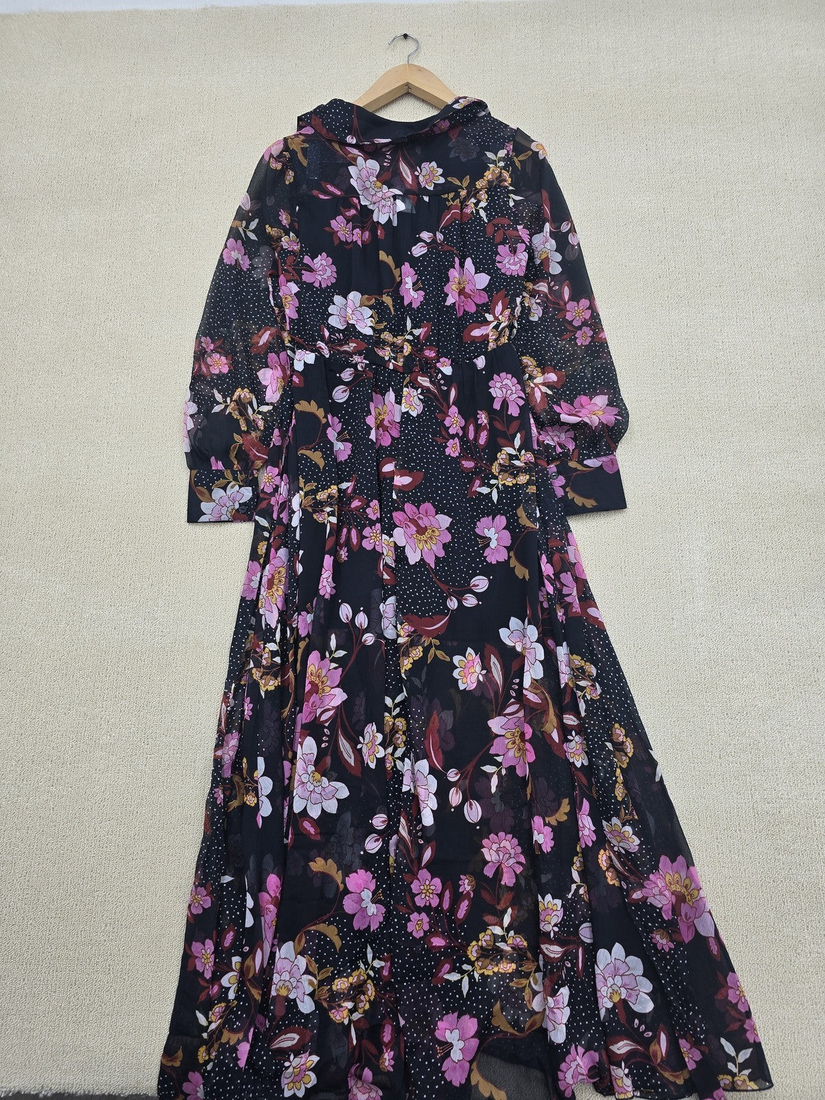 Bandolino Women's L Maxi Floral Long Sleeve Casual Dress