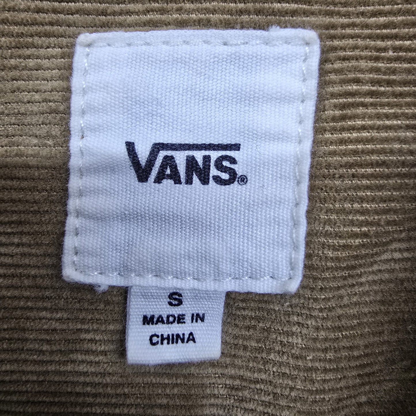 Vans Unisex Khaki Corduroy Button-Up Long Sleeve Shirt S