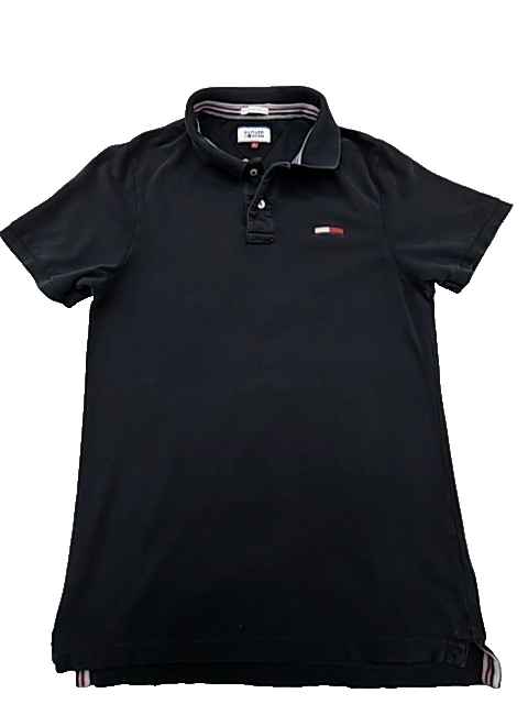 Tommy Hilfiger Men's Black Polo Shirt – Size L, Logo, Short Sleeve