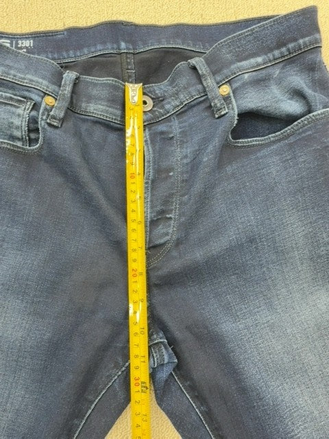 G-Star Raw Men's Blue Slim 3301 Jeans 34/34 Stretch Raw