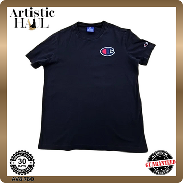 Champion Black Cotton Crew Neck T-Shirt Small Short Sleeve Logo MPN 21145