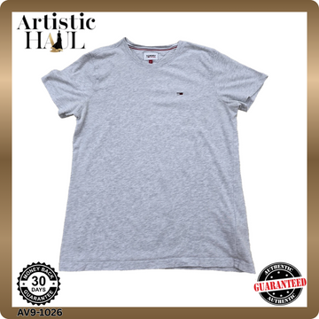 Tommy Jeans Men's M Light Grey Heather Short Sleeve Crew Neck T-Shirt Cotton