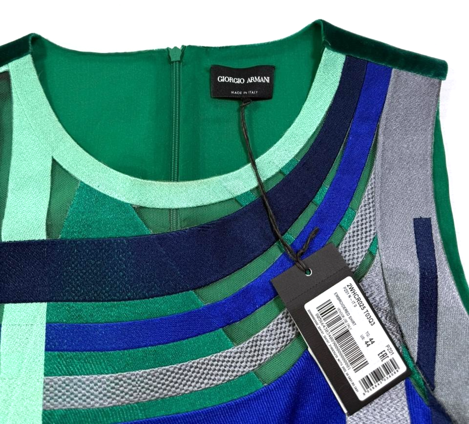 BNWT Armani Collezioni Sleeveless Top With Geometric Patch Work - Size 44