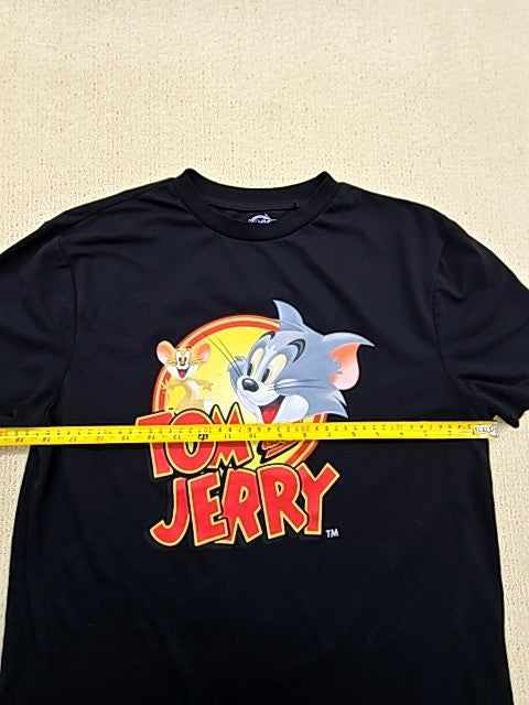 Tom And Jerry Black Graphic T-Shirt Men's M Short Sleeve Crewneck