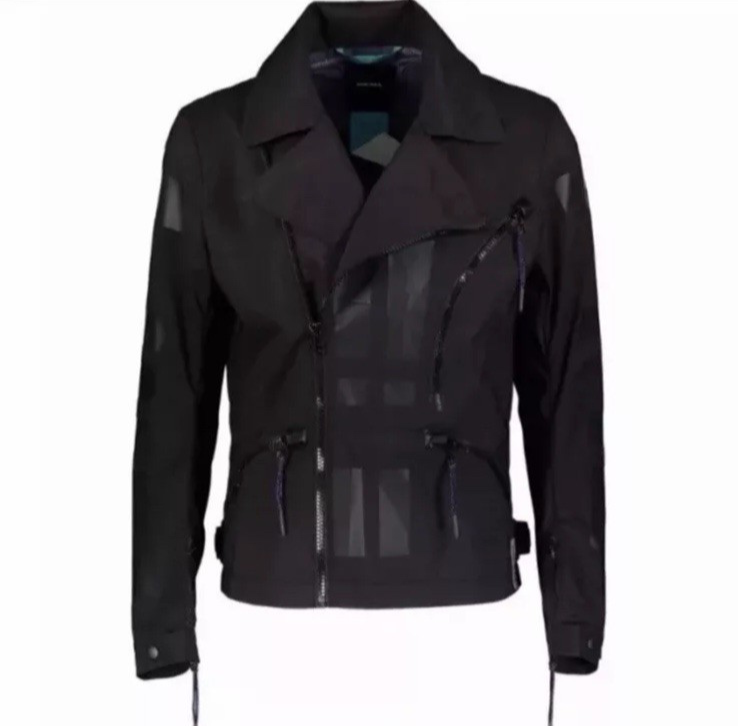 Diesel Black Coated Waterproof Asymmetrical Windbreaker Jacket Free Shipping