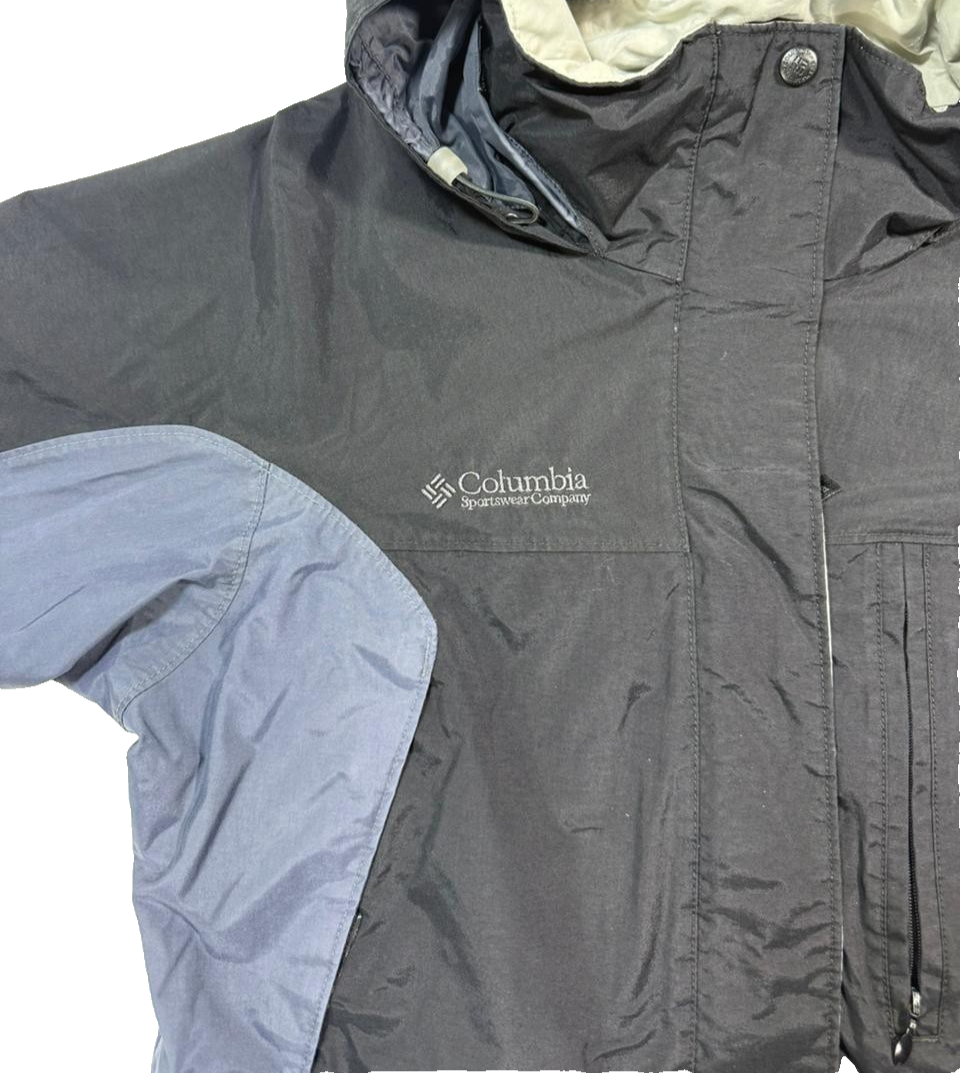Columbia Women's Black Gray Convertible Rain Shell Jacket Hooded Bugaboo Size M
