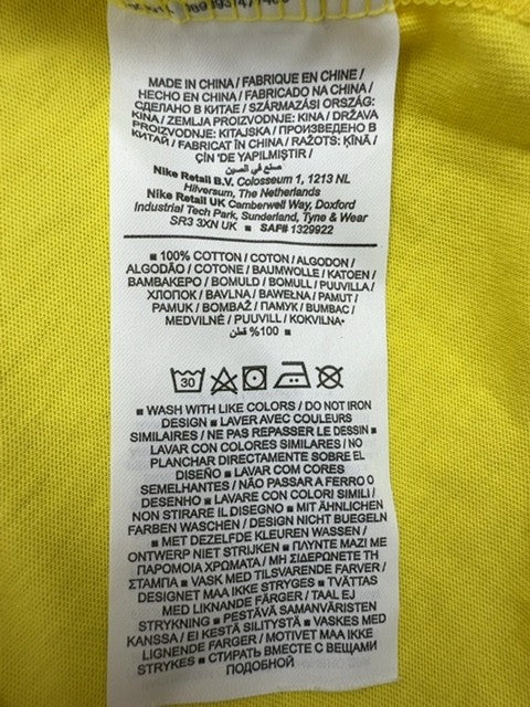 Nike Men's Yellow Short Sleeve T-Shirt Size S Cotton Crew Neck